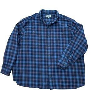 Duluth Trading Co Blue Plaid Flannel Casual Button Down Shirt 3XL